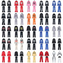 Designer hoodies pants high street sports hoodie vintage graphic hoodie loose fit black white pullover washed hip hop unisex pullover sweatshirt and sweatpants set