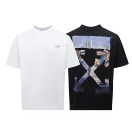 Designer tshirt mens t shirt spring summer new monet oil painting boat arrow unisex couple short high quality pure cotton round neck lightweight breathable t shirt