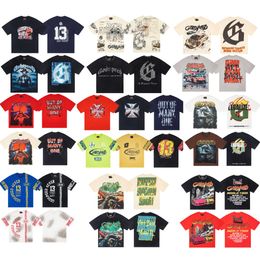 Mens tshirt designer t shirt pure cotton short sleeves hip hop style graphic fashion new high street loose vintage distressed casual versatile short sleeve tshirt