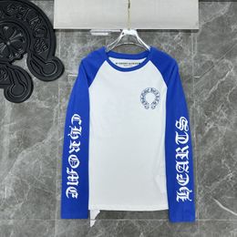 Mens t shirt designer long sleeve tshirt spring summer new horse hoof print color block raglan graphic letter fashion t-shirt crew neck fashion casual long sleeve tee