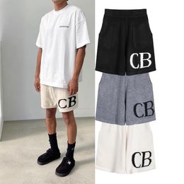Mens shorts designer shorts minimalist letter logo jacquard knitted drawstring shorts fleece side glued large flap pocket pants sports loose casual knit shorts