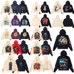 Hoodies designer vintage graphic hoodies black white pullover autumn winter new direct print washed retro pure cotton hip hop loose fit trendy hoodies sweatshirt