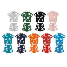 Designer t shirt designer shorts cotton blossom foam print trendy loose-fit unisex short-sleeve t-shirt summer luxury tops freestyle short-sleeve casual shorts set
