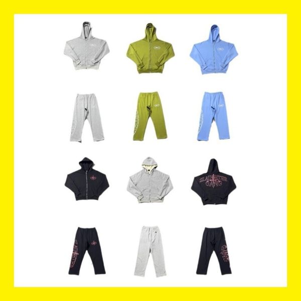Hoodies designer zip up hoodie american style vintage premium zip-up hoodie with print loose fit high street hip hop set letter print sweatshirt pants for men women