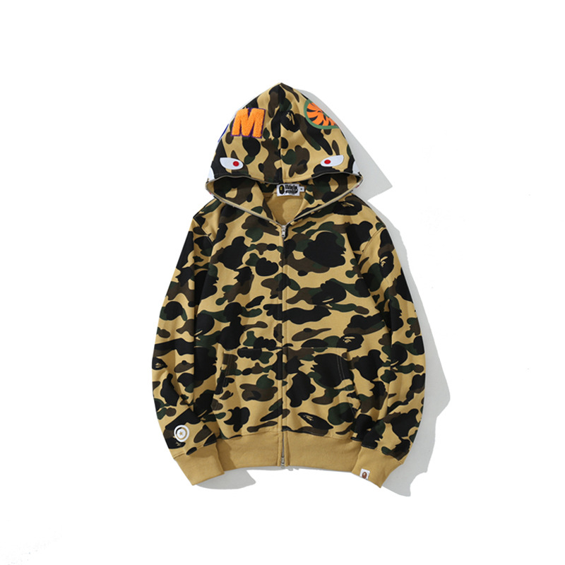 Mens hoodies designer hoodies camouflage shark jacket unisex fashion pattern splicing classic trendy loose embroidered high street hip hop high quality hoodies