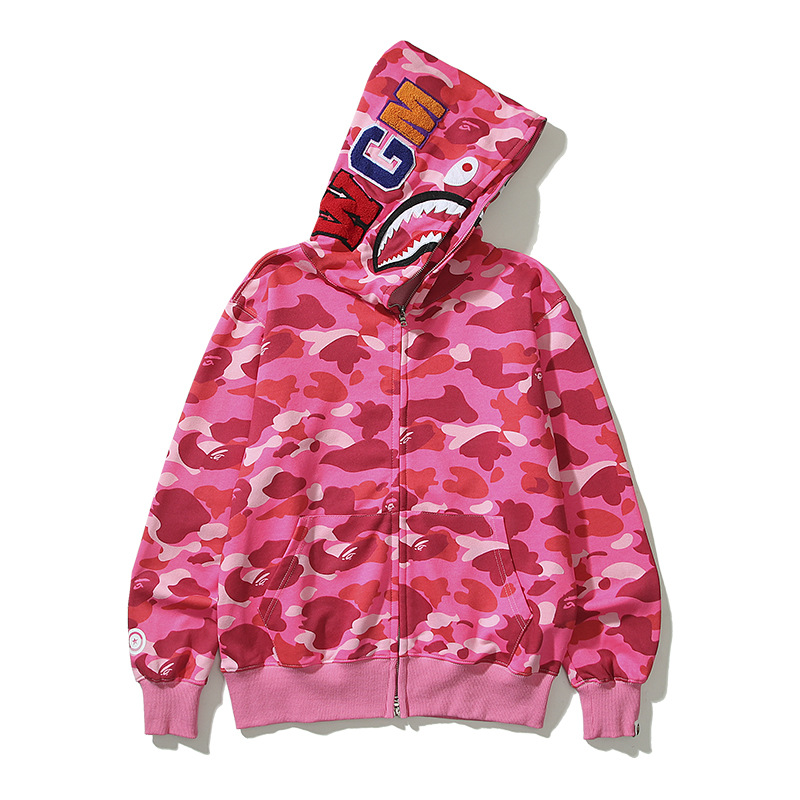 Mens hoodies designer hoodies camouflage shark jacket unisex fashion pattern splicing classic trendy loose embroidered high street hip hop high quality hoodies